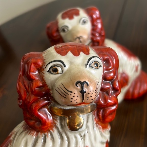 Antique Pair Victorian English Staffordshire Dogs - Picture 10 of 17